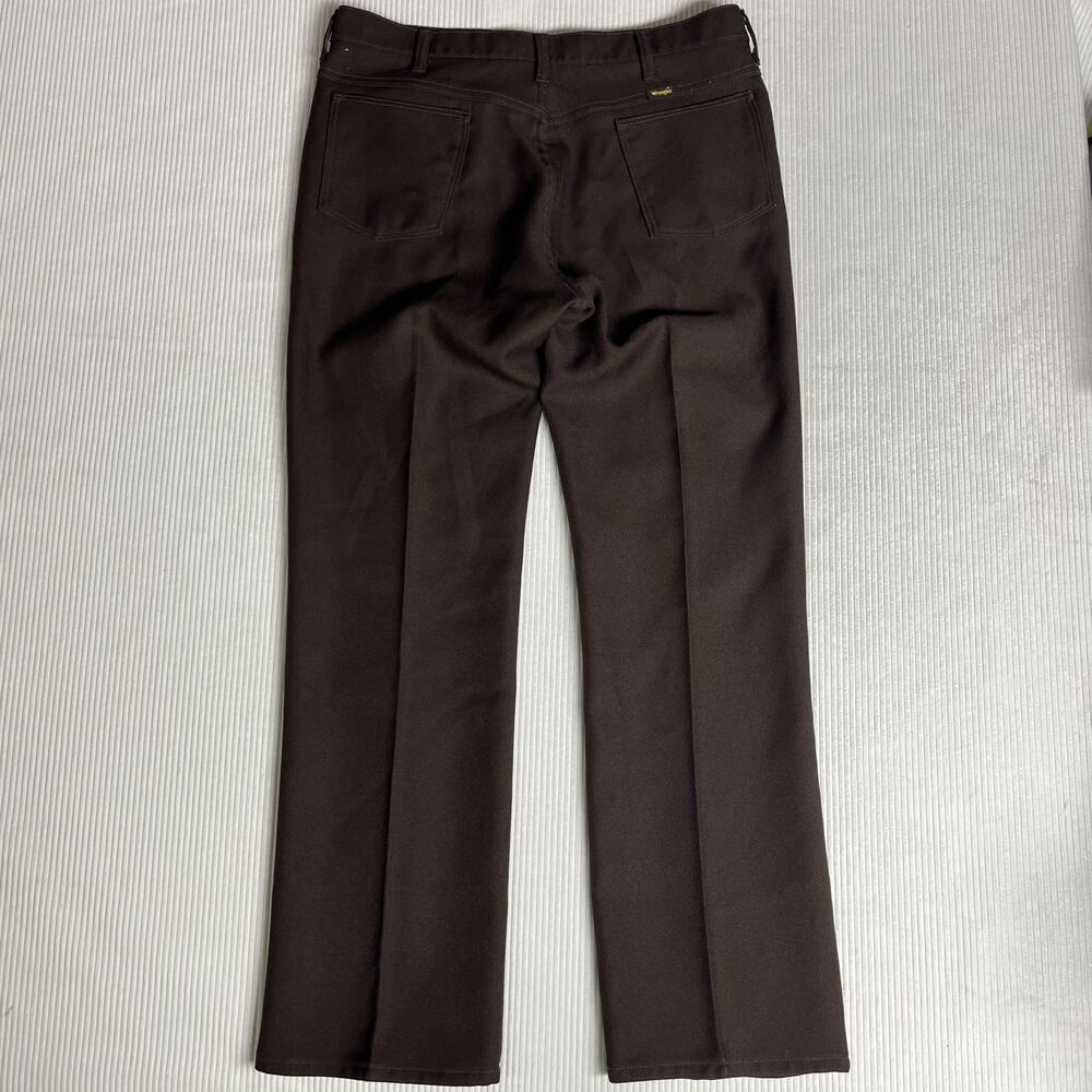 Vintage 70s Wrangler Dress Pants Mens 38x32 Brown Straight Leg USA 80s Workwear
